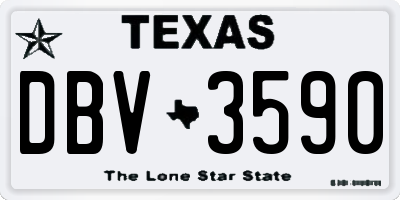 TX license plate DBV3590