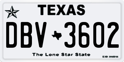 TX license plate DBV3602