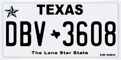 TX license plate DBV3608