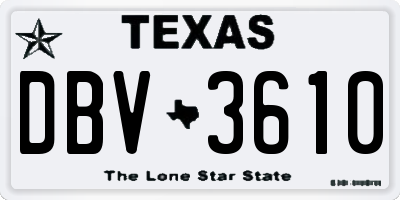 TX license plate DBV3610