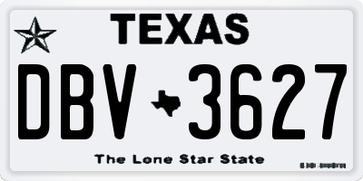 TX license plate DBV3627