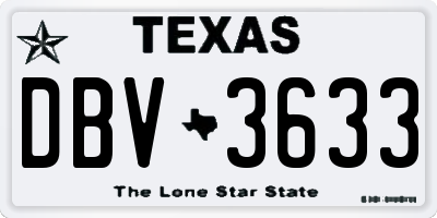 TX license plate DBV3633