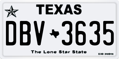 TX license plate DBV3635