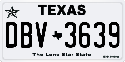 TX license plate DBV3639