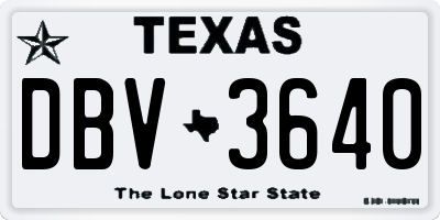 TX license plate DBV3640