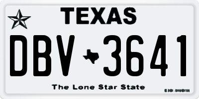 TX license plate DBV3641