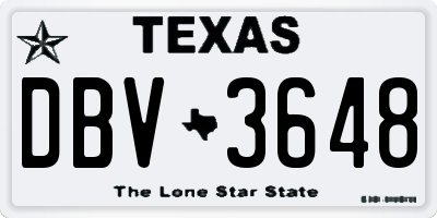 TX license plate DBV3648