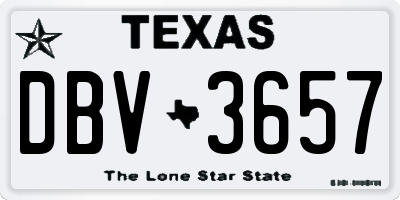 TX license plate DBV3657