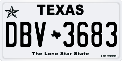 TX license plate DBV3683