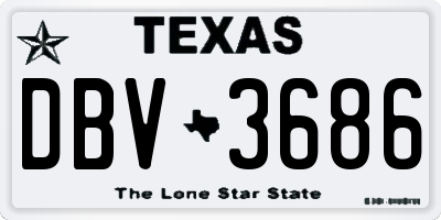 TX license plate DBV3686