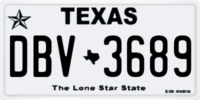 TX license plate DBV3689