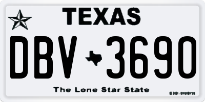 TX license plate DBV3690