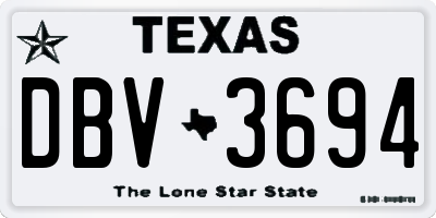 TX license plate DBV3694