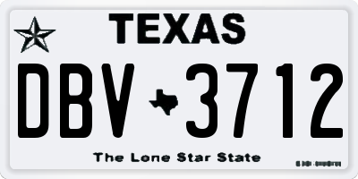 TX license plate DBV3712