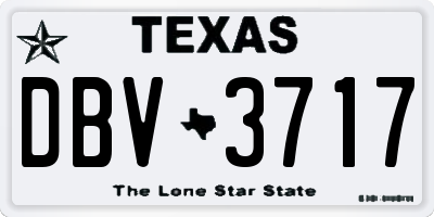 TX license plate DBV3717