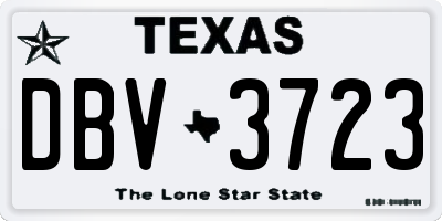 TX license plate DBV3723