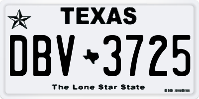 TX license plate DBV3725
