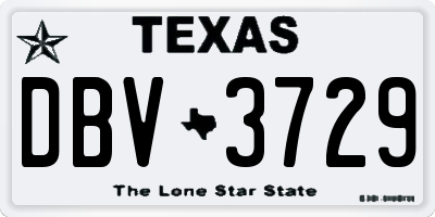 TX license plate DBV3729