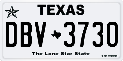 TX license plate DBV3730