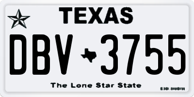 TX license plate DBV3755