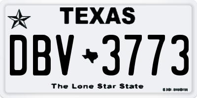 TX license plate DBV3773