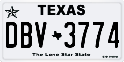 TX license plate DBV3774