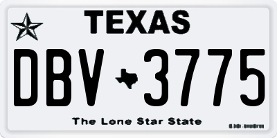 TX license plate DBV3775