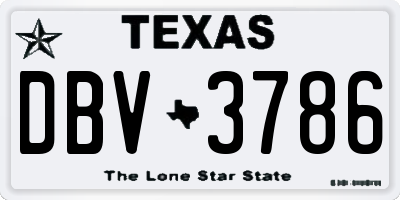 TX license plate DBV3786