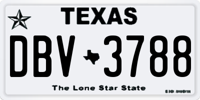 TX license plate DBV3788