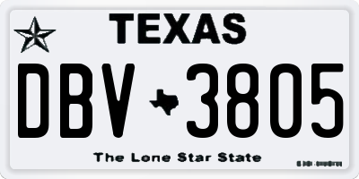TX license plate DBV3805