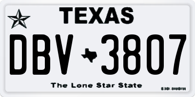 TX license plate DBV3807
