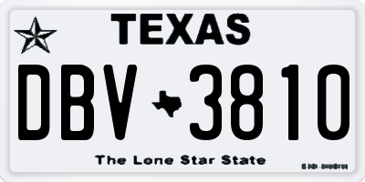 TX license plate DBV3810