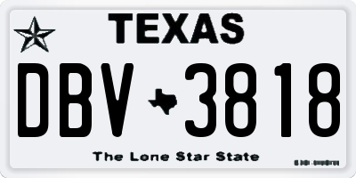 TX license plate DBV3818