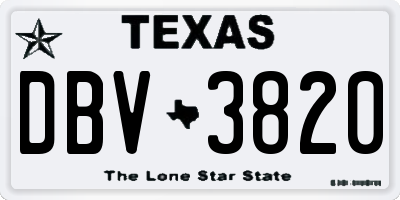 TX license plate DBV3820