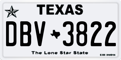 TX license plate DBV3822