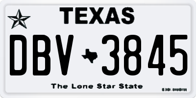 TX license plate DBV3845