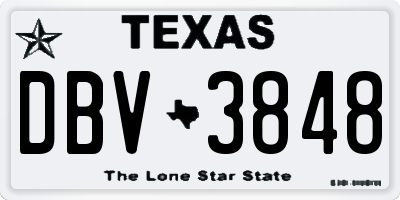 TX license plate DBV3848