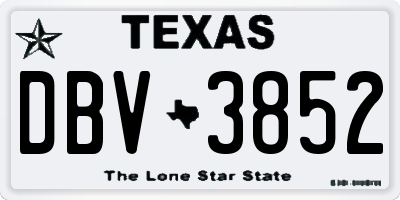 TX license plate DBV3852