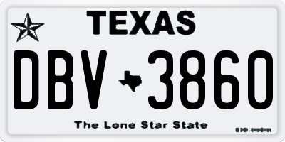 TX license plate DBV3860