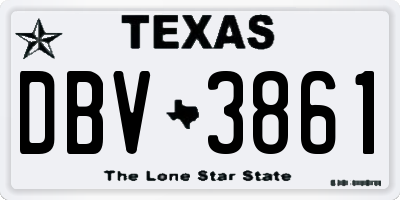 TX license plate DBV3861