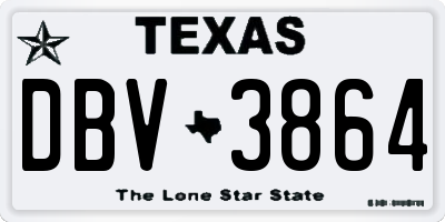 TX license plate DBV3864