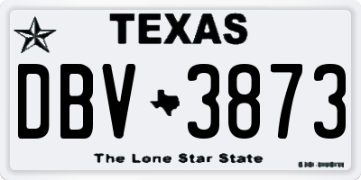 TX license plate DBV3873
