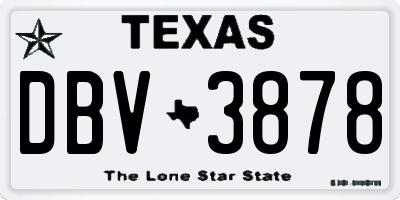 TX license plate DBV3878