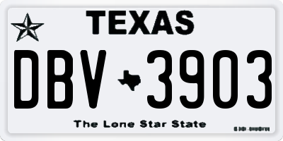 TX license plate DBV3903
