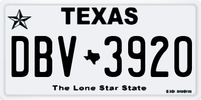 TX license plate DBV3920