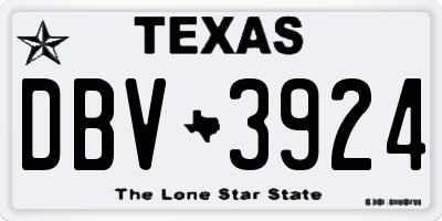 TX license plate DBV3924