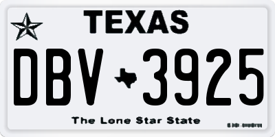 TX license plate DBV3925