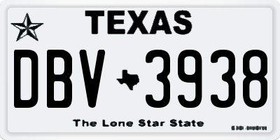 TX license plate DBV3938