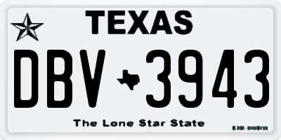 TX license plate DBV3943
