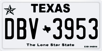 TX license plate DBV3953